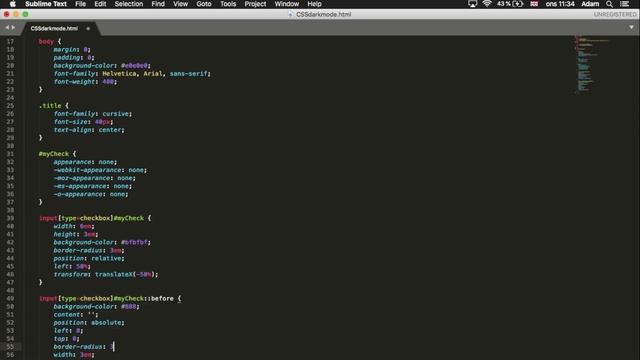 CSS ToggleSwitch create darkMode p.1