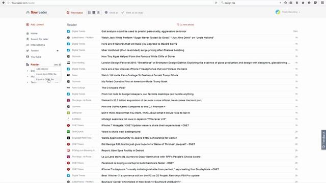 How to import OPML, RSS XML data into Flowly