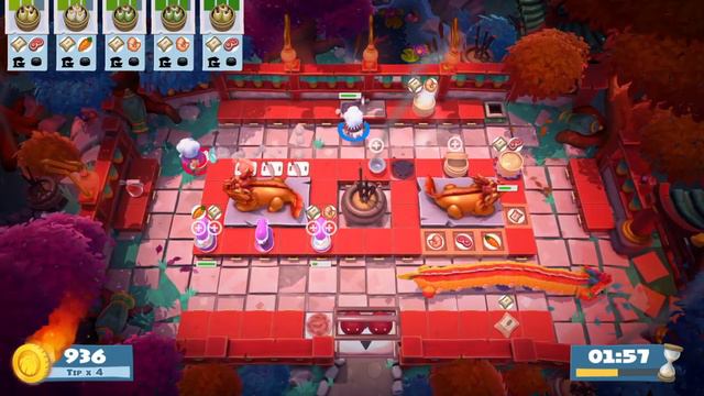 Overcooked 2 [World Record] Chinese New Year 1-3 - 2 players - Score: 2268