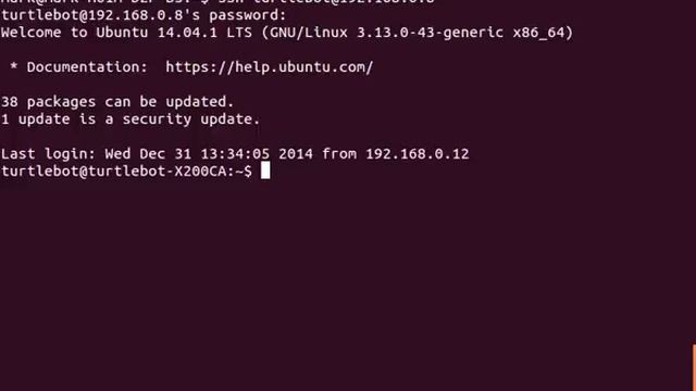 ROS: SSH into TurtleBot2 from workstation