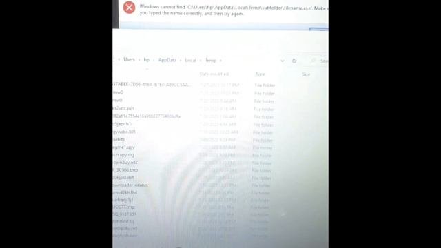 Windows cannot find UsersHpAppDataLocalTempSubfolderfilename.exe