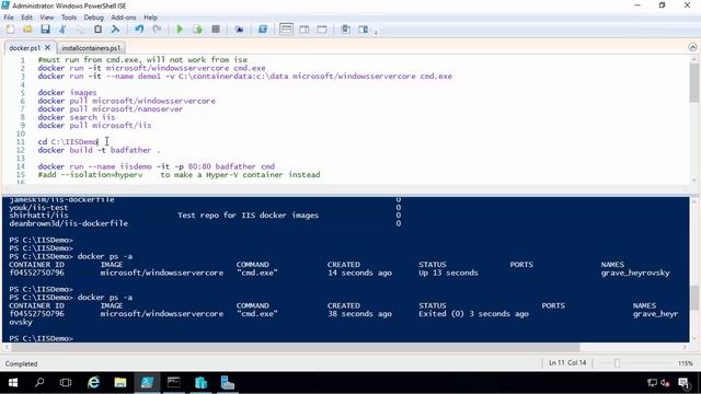 Demo of Containers and Docker on Windows Server