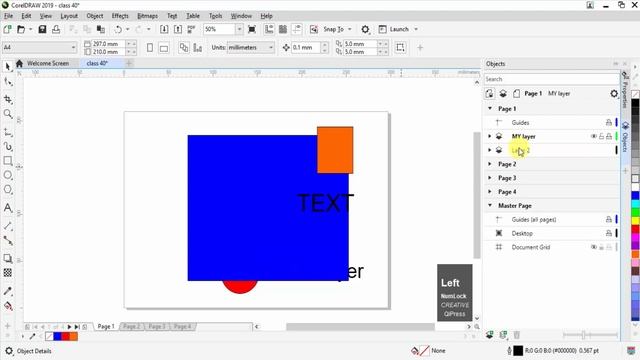 Coreldraw Basic Hindi | Object manager | Layers and master page - हिन्दी मे