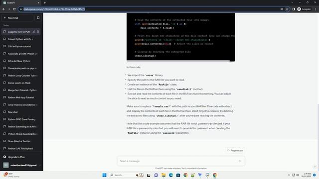 Read content of RAR file into memory in Python