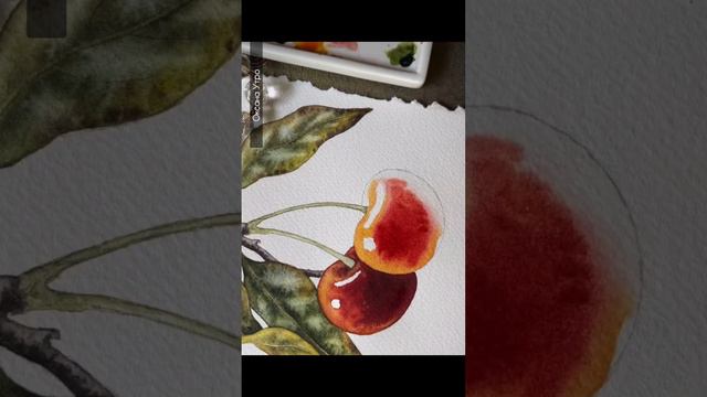 черешневая живопись акрилом и акварелью #арт #рисование #процесс #залипалово