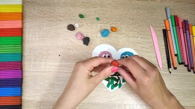 Открытка с милыми птичками ? из пластилина