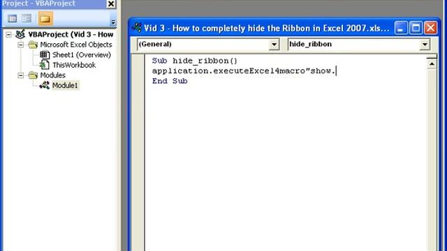 Hide the ENTIRE Ribbon Menu in Excel