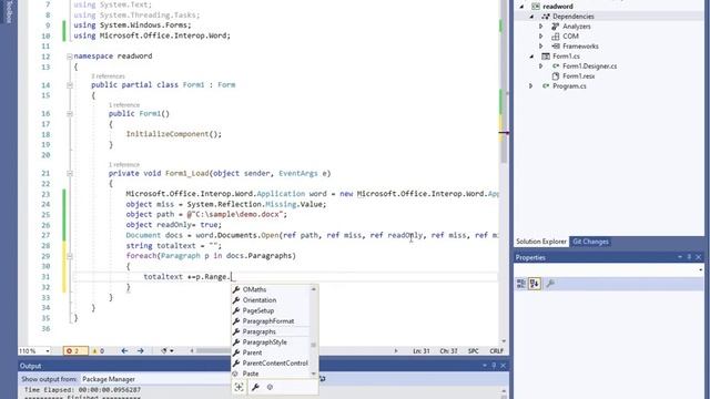 how to read docx file in C# using Microsoft.Office.word.Interop