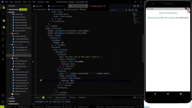Flutter - Let's work on the OTP Screen of WhatsApp Clone ||  Speed Coding  || WhatsApp Clone #29