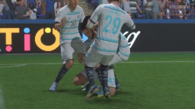 FIFA 23 Carrière joueur Cherki grosse frappe lucarne opposé