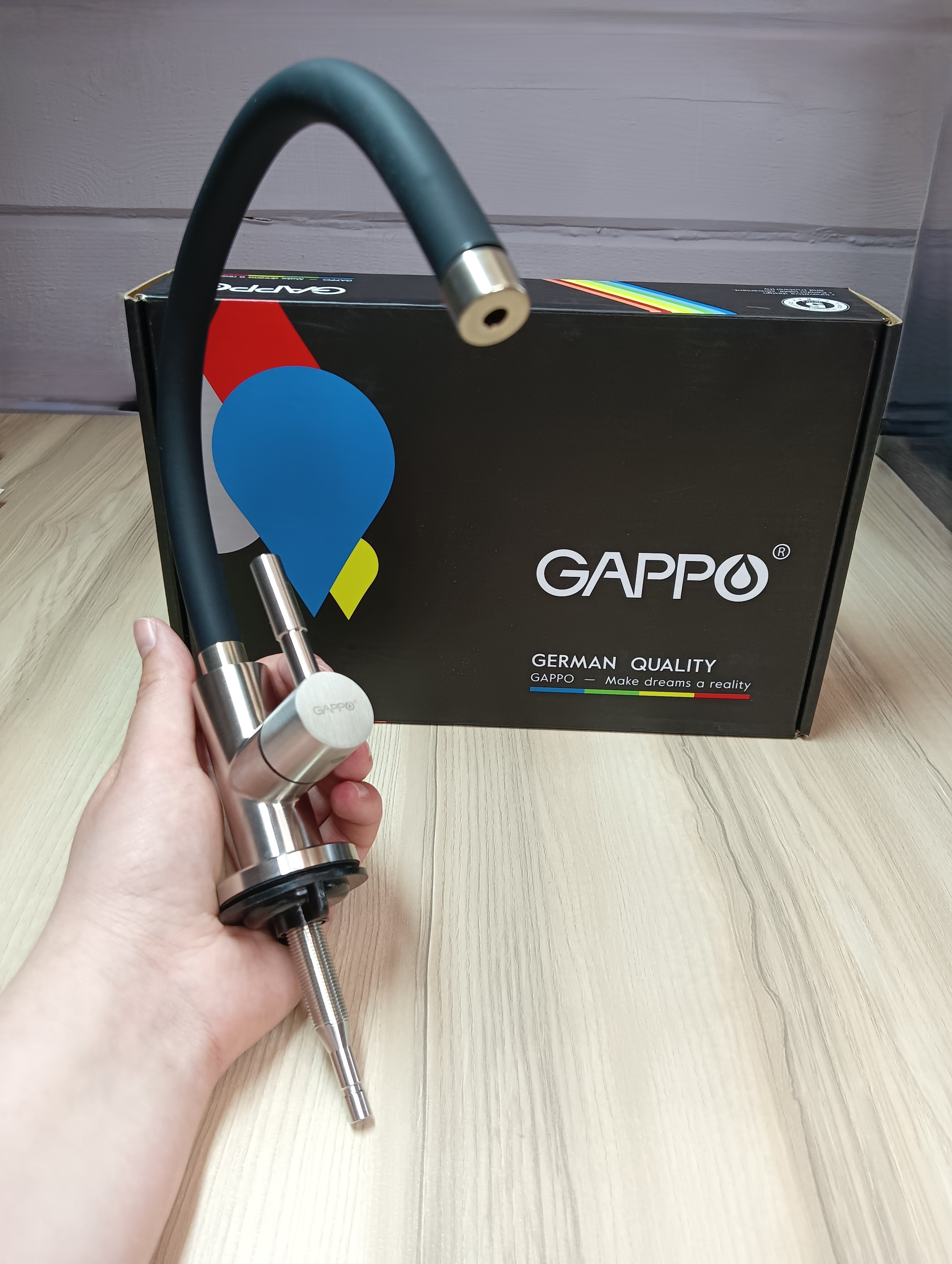 Смеситель моно для кухни с гибким изливом с подключением фильтра питьевой воды Gappo G1052-95