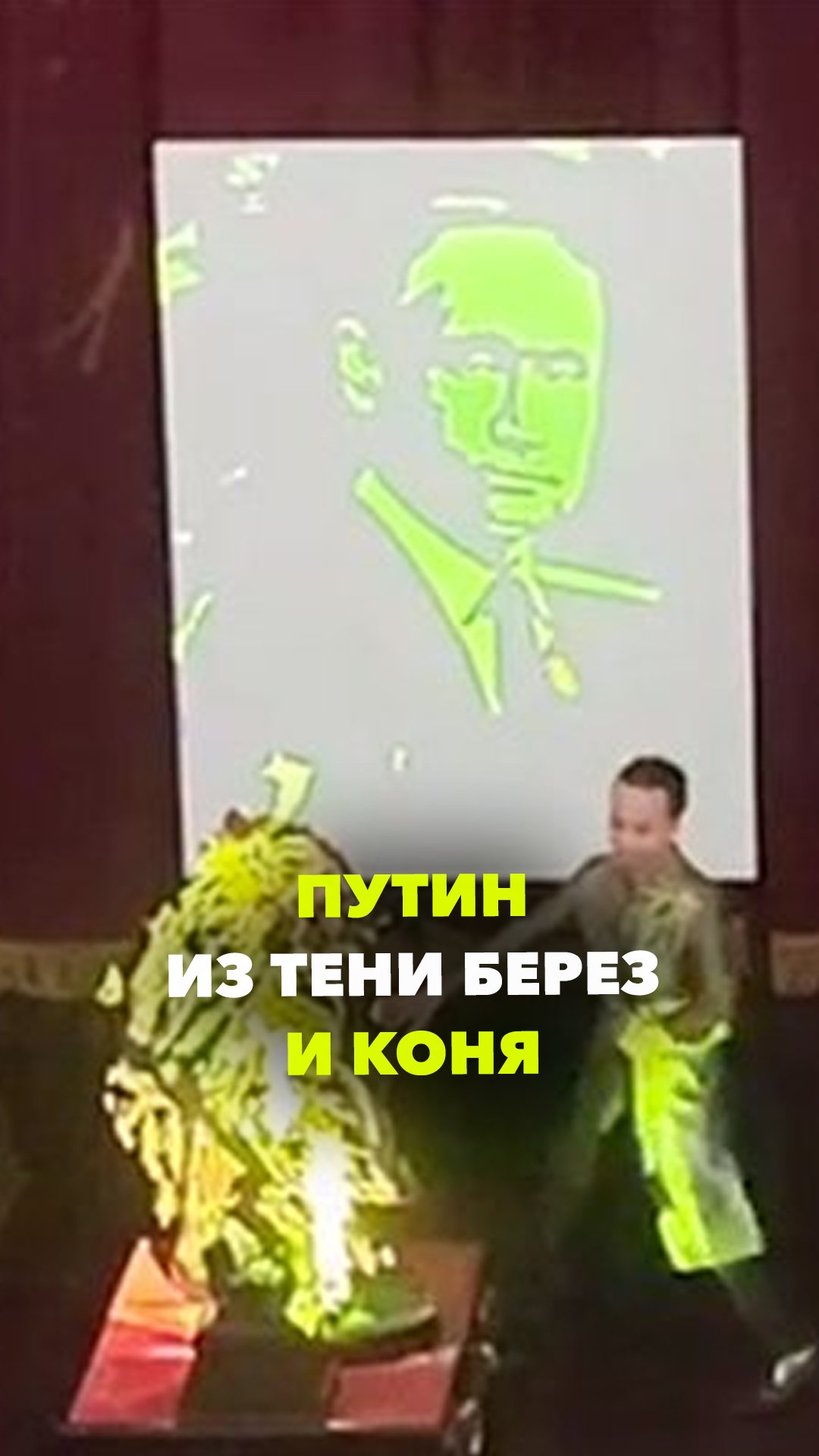 В Большом театре Ханоя показали портрет Путина. Сделали это через скульптуру из коня и берез