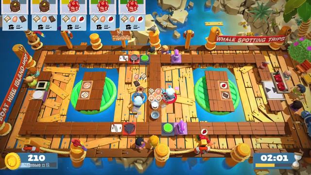 Overcooked 2 Surf 'n' Turf DLC Уровень 3-3 3 звезды, 2 игрока. Co-op
