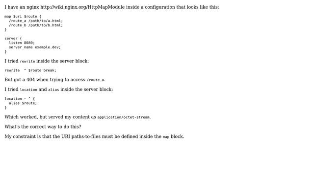 DevOps & SysAdmins: How do I serve static files from an nginx map?