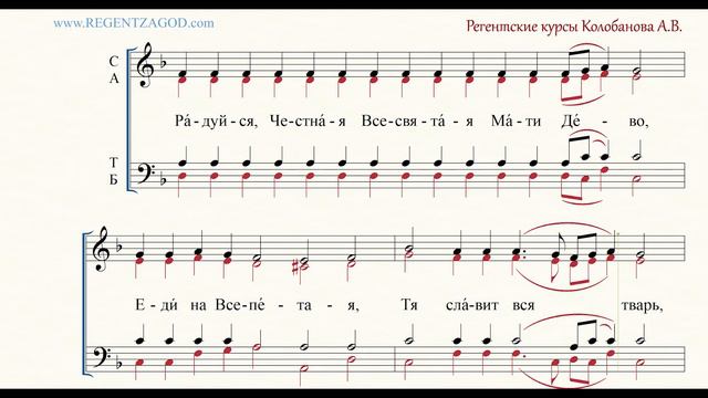 Глас 6, песнь 9, ирмос: "Радуйся, Честная"