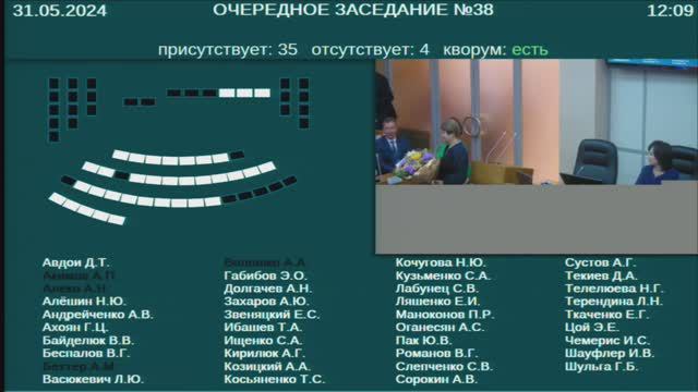 Заседание Законодательного Собрания Приморского края №38 31.05.2024