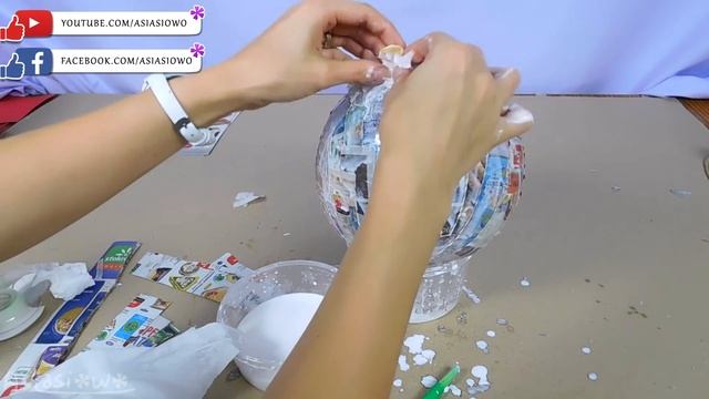 DIY How to make paper pumpkin, papier-mâché (ENG Subtitles) - Speed up #532