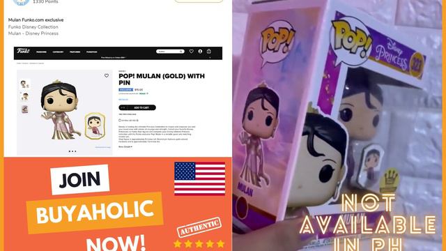 Funko Mulan (Gold) with Pin - Ultimate Princess Collection via Buyandship Philippines