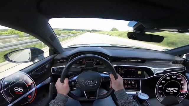 Audi A7 55 TFSI Quattro [340HP] POV TOP SPEED & ACCELERATION 0-266km/h