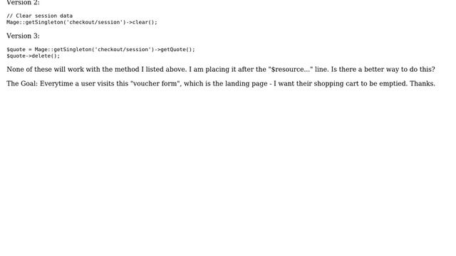 Magento: How to empty cart or clear session "externally"? (2 Solutions!!)