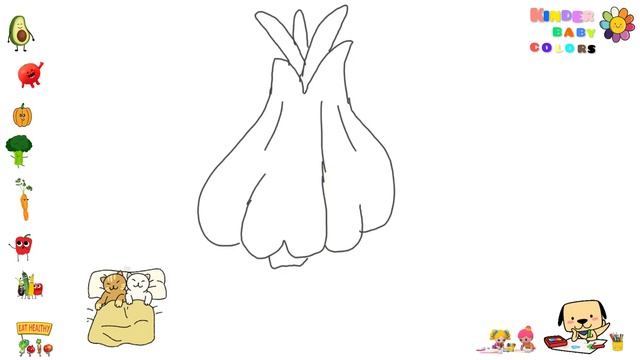 how my child draws garlic, video for kids  drawing tutorial video