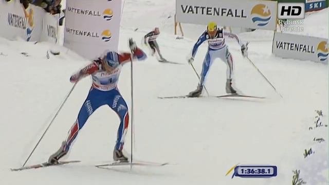 Mens 4x10 Km Relay Rybinsk 2011 -  Russia vs Italy Crazy Finish by Legkov