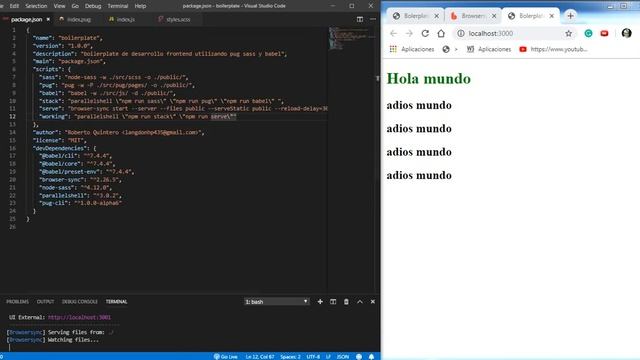 Boilerplate para desarrollo Front(pug,sass,babel) en Node con scripts de NPM 5/5
