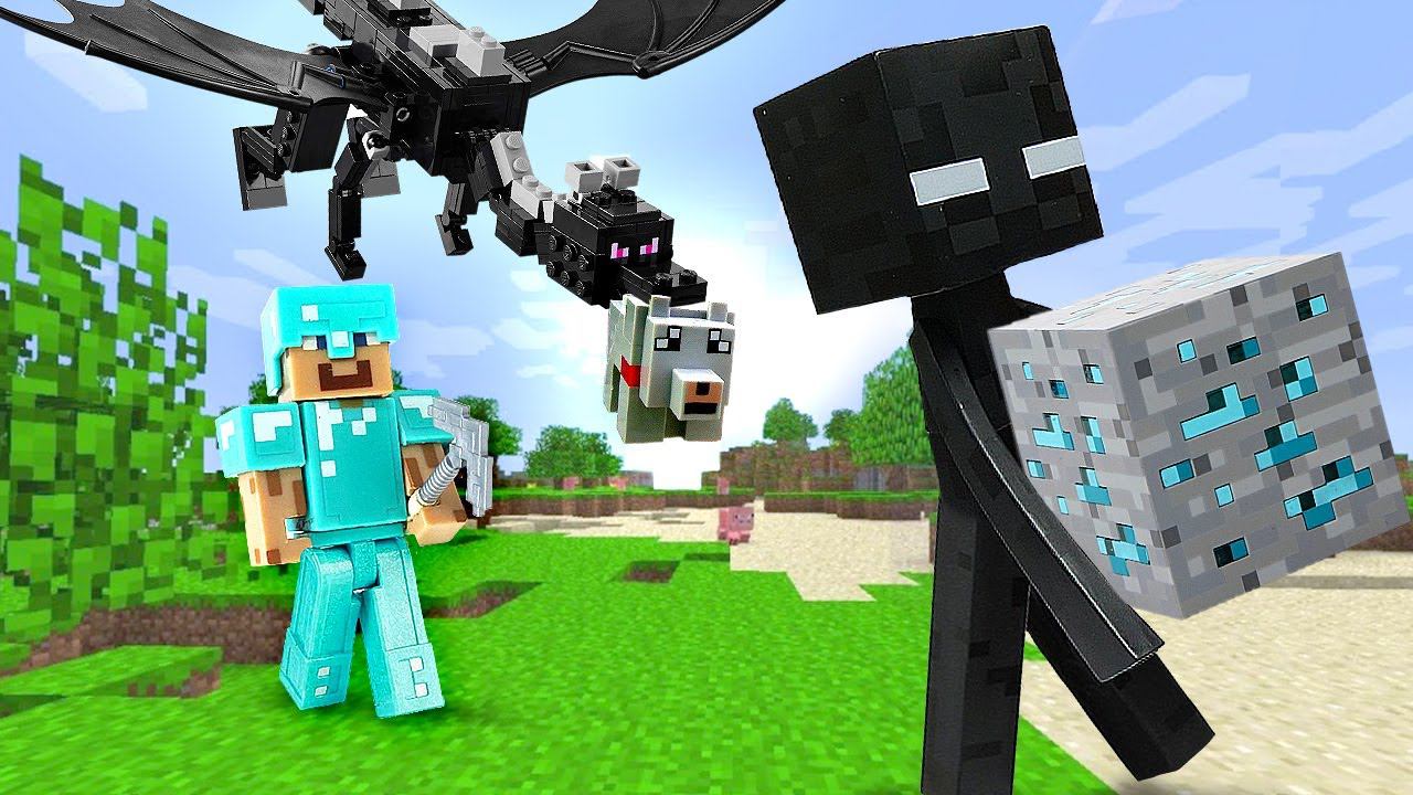 Игры битвы - Стив Майнкрафт Лего VS Эндермен! - Сборник видео для мальчиков. Обзор игры Minecraft