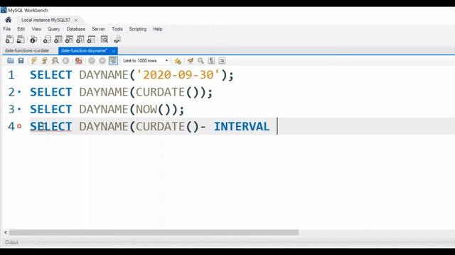 DAYNAME() function to get full name of the weekday  in MySQL