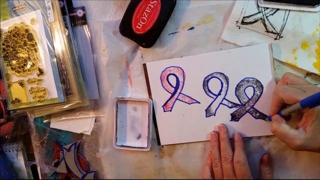 #ThinkPinkArt - Make an Awareness Ribbon Stamp