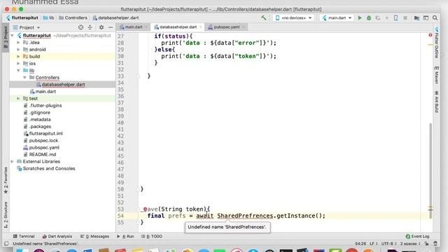 12  Flutter Store token API Database