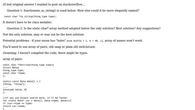 Code Review: Converting Enum Values To Strings In C++ (3 Solutions!!)