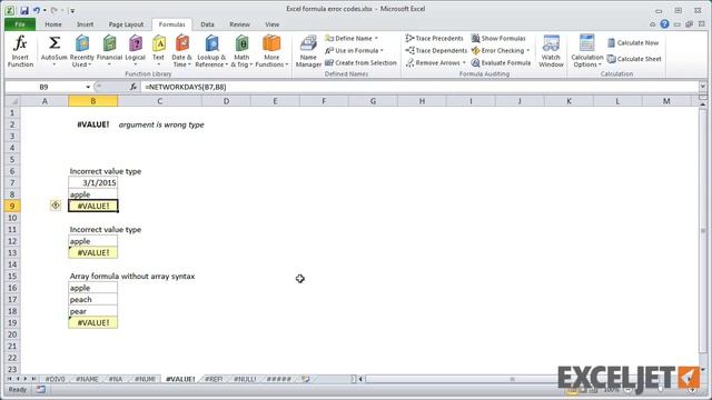 Excel formula error codes and fixes