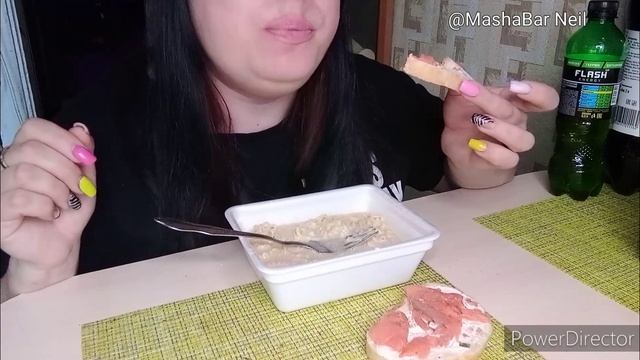ASMR/Eating/Лапша,бутерброд с красной рыбой