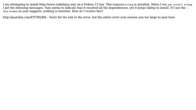 DevOps & SysAdmins: Erlang install error on Fedora 13 (2 Solutions!!)
