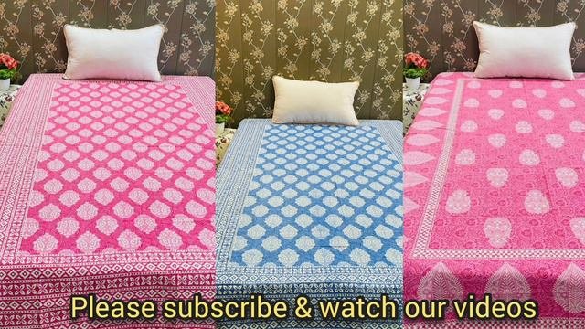 Traditional Jaipur Single Bedsheets # Pure Cotton # 60* 90 Inch