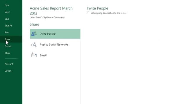 Excel 2013 Share a Workbook Using a Sharing Link