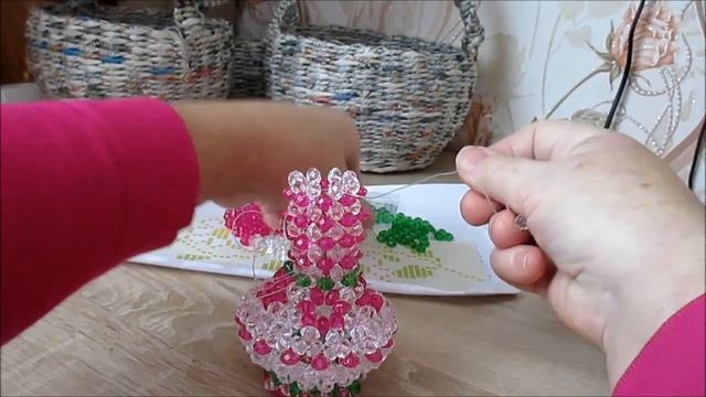 Биссероплетение. Ваза из бусин. Мастер-класс.3/3