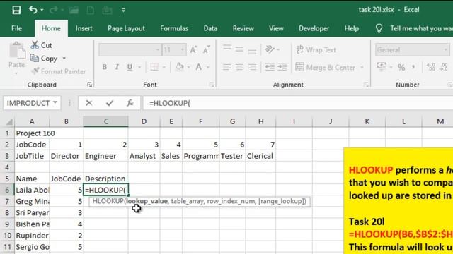 Task 20l IGCSE ICT Hodder Education  Microsoft Excel HLOOKUP function