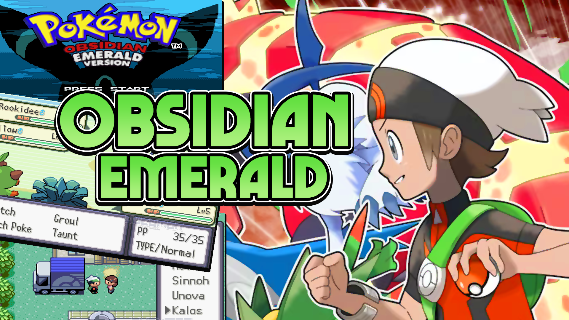 Pokemon Obsidian Emerald - Взлом GBA ROM, Модернизированный взлом Pokemon Emerald для парных испытан