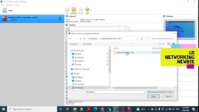 Installation of Metasploitable 2 and connecting it with Kali in VirtualBox