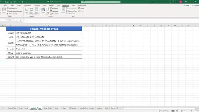 Excel VBA Variables