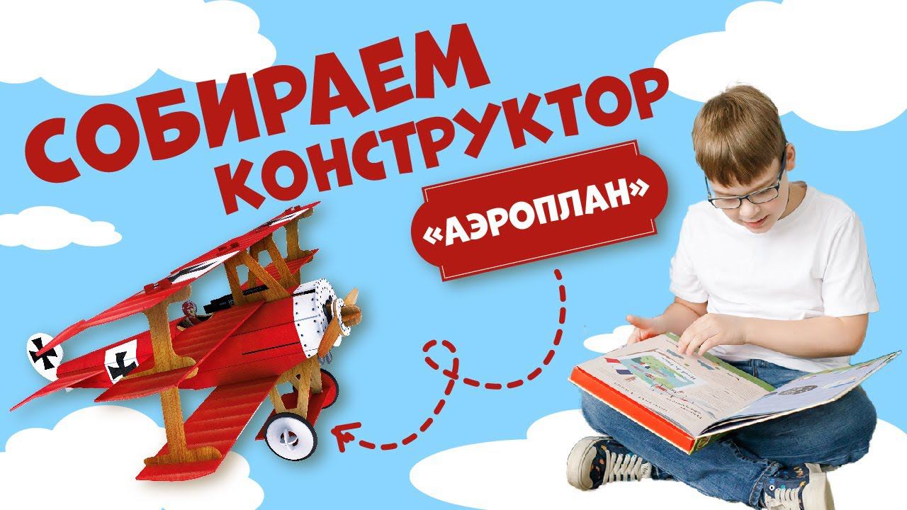 Картонный 3D конструктор "Аэроплан" + книга . ГЕОДОМ