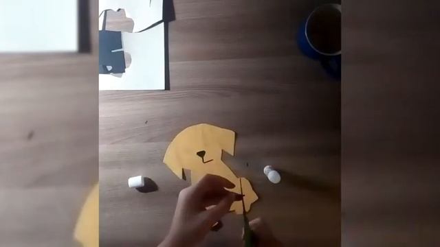 поделка щенок из картона, цветной бумаги.