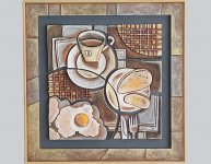 Уникальная объёмная керамическая картина "Завтрак модерниста" 2023 год.