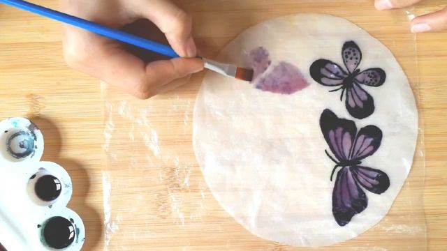 How to make Rice Paper Butterfly Cake |🇳🇵| black food color DIY