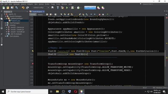 Texto 2D y 3D en Java 3D.