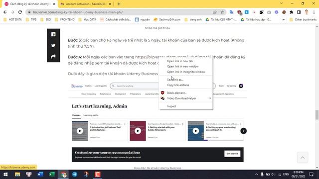Tạo tài khoản Udemy Business – Học hàng ngàn khóa học miễn phí