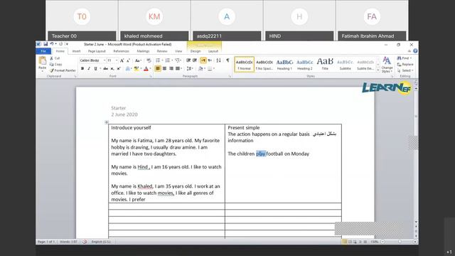 Live Class - Introduce Yourself - Present Simple