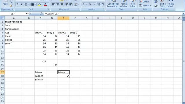 Excel, ABS,Clean,CEILING Functions